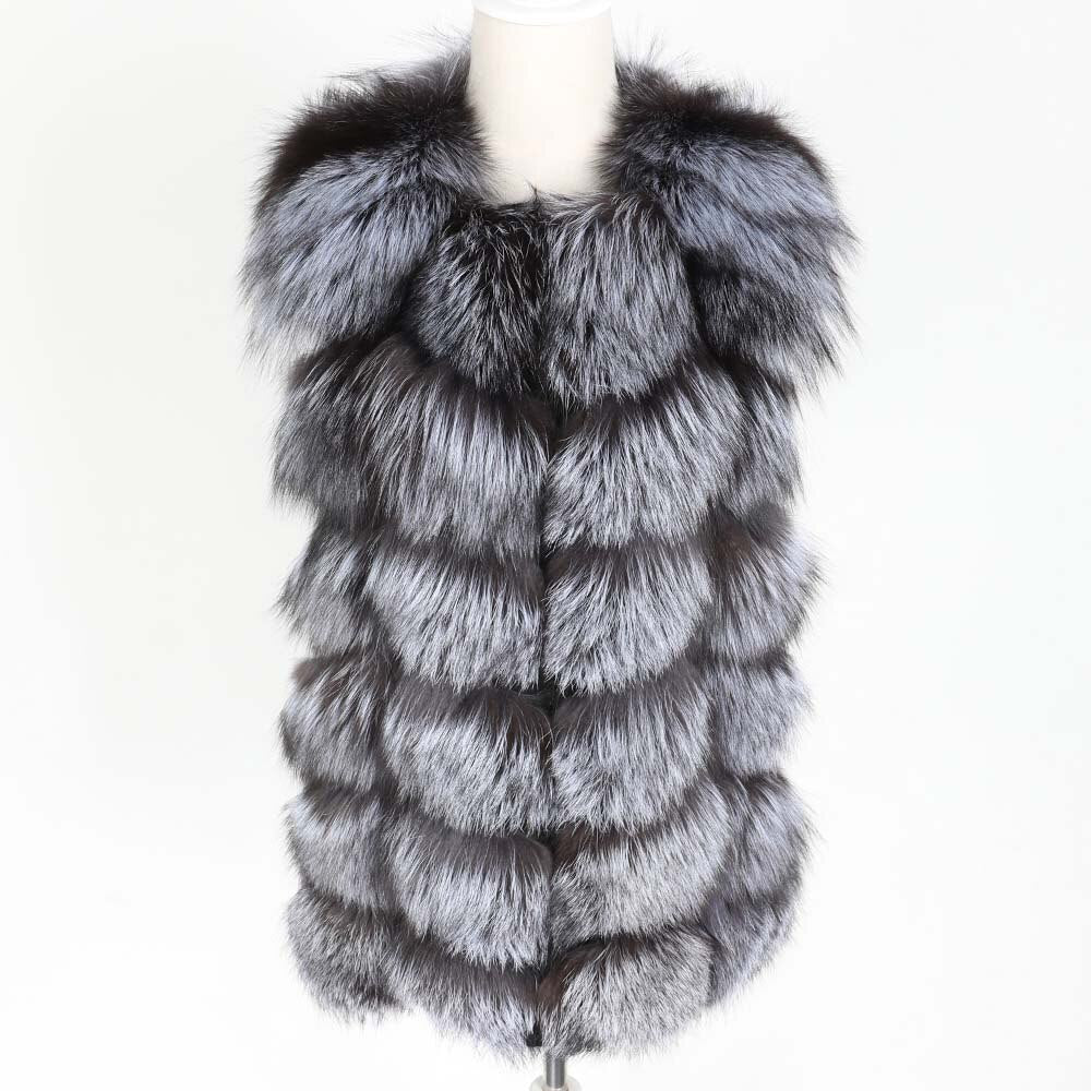 Maomoakong2019 fashion new style Real fox coat Slim round neck Winter women's natural fur jacket Coat vest girl leather