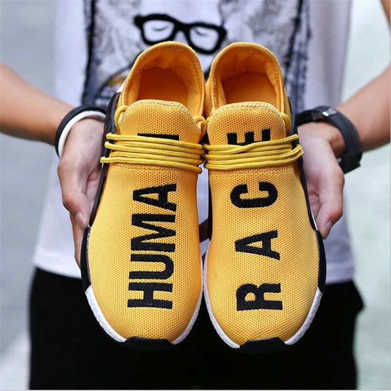 Wheresroad Human Race Yellow Casual Shoes Men&#39;s Flyknit Fashion Sneakers Light Summer Spring Man Ultra Boosts Size35-47