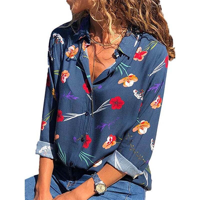 Women Blouses 2019 Fashion Long Sleeve Turn Down Collar Office Shirt Leisure Blouse Shirt Casual Tops Plus Size Blusas Femininas