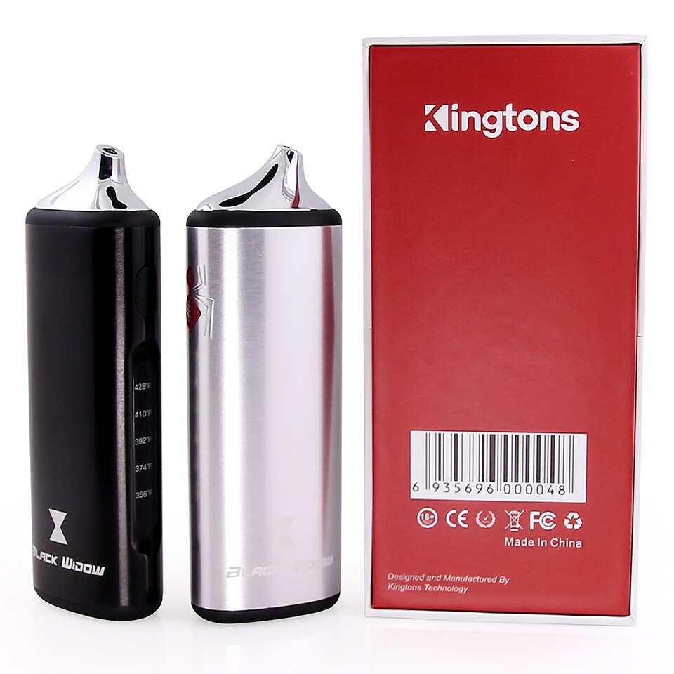 Original Kingtons dry herb herbal vaporizer e cigarette Black Widow vapor box mod vape vaporizer wax kit 2200mAh Ceramic heating