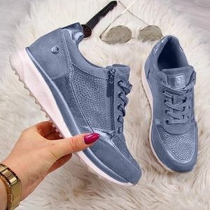 Shoes Woman Sneakers Gold Zipper Platform Trainers Women Shoes Casual Lace-Up Tenis Feminino Zapatos De Mujer Womens Sneakers