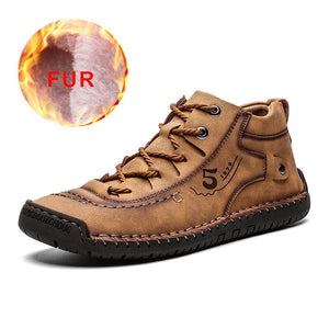 2019 Winter Shoes Men Warm Casual Leather Fashion Comfortable Flat Boots Men Lace-up Shoes Winter Male Hiking Boots Big Size