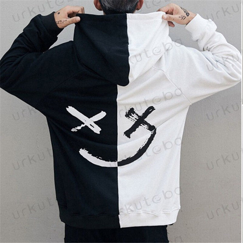 Dropshipping Lieferanten M&auml;nner Hoodies Sweatshirts L&auml;cheln Drucken Headwear Hoodie Hip Hop Streetwear Kleidung Uns gr&ouml;&szlig;e Plus Gr&ouml;&szlig;e 3XL