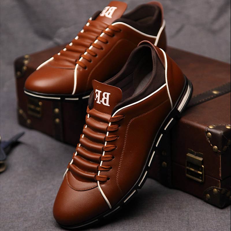 Fashion Men Flats Casual Shoes Loafers Mocassin Homme Leather Lace-up Driving Shoes Footwear Zapatillas Hombre Casual