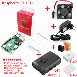 2018 new original Raspberry Pi 3 Model B+plus Board+Heat Sink+Power Adapter AC Power Supply.1GB LPDDR2 Quad-Core WiFi&Bluetooth