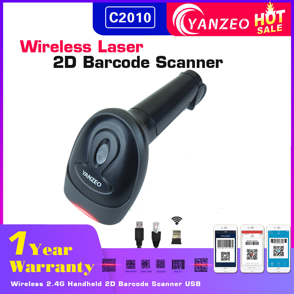 Yanzeo Portable USB Wired Wireless Handheld Bluetooth 1D/2D QR Bar Code Reader PDF417 IOS Android IPAD Barcode Laser Scanner