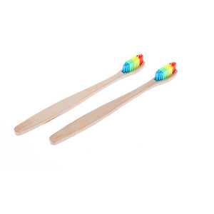 OSHIONER 1PC Natural Bamboo Handle Toothbrush Rainbow Colorful Whitening Soft Bristles Bamboo Toothbrush Eco-friendly Oral Care