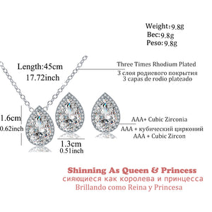 Nigerian Water Drop Cubic Zirconia Wedding Jewelry Sets inlay Luxury Crystal Bridal Jewelry Set Gifts For Bridesmaids AS099