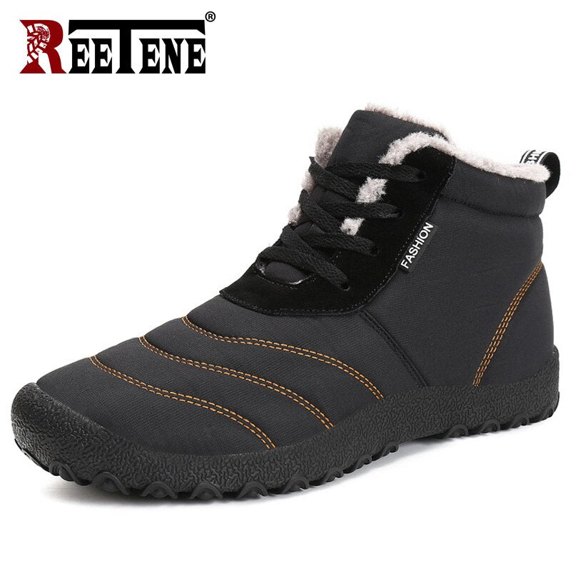 REETENE Super Warm Men Winter Boots For Men Warm Fur Waterproof Rain Boots Shoes Plush Men'S Ankle Snow Boot Botas Masculina