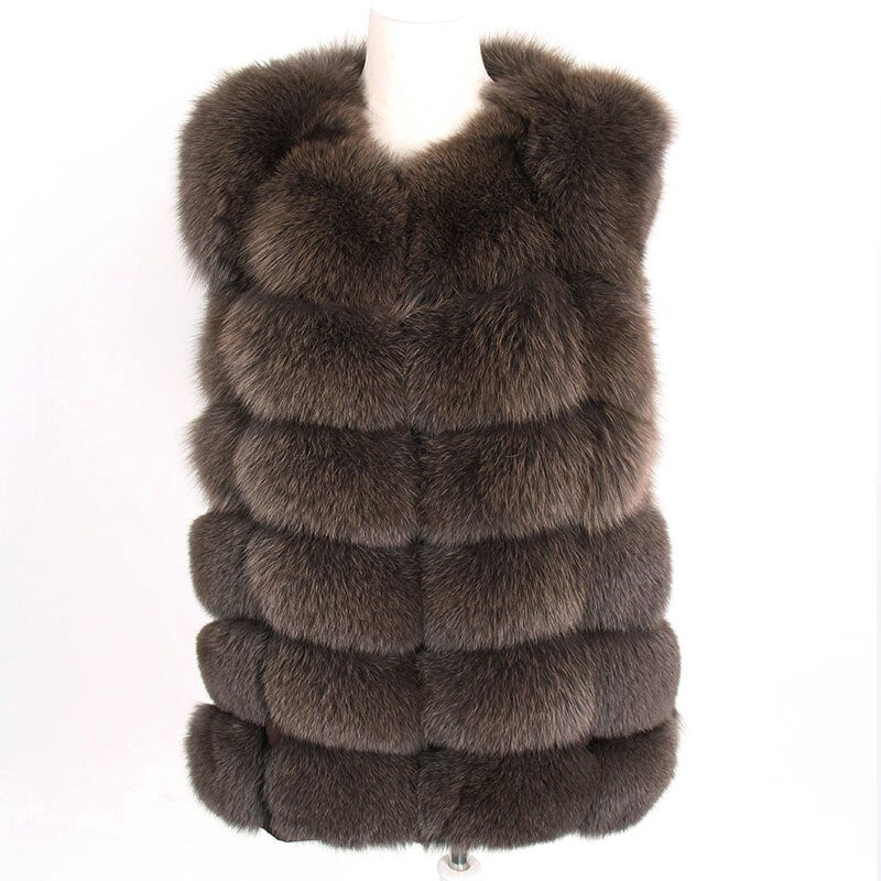 Maomoakong2019 fashion new style Real fox coat Slim round neck Winter women's natural fur jacket Coat vest girl leather