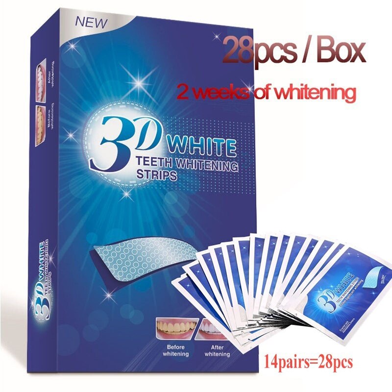 28Pcs/14Pair false Teeth Veneers Dentist 3D White Gel Teeth Whitening Strips Tooth Dental kit Oral Hygiene Care Strip sets