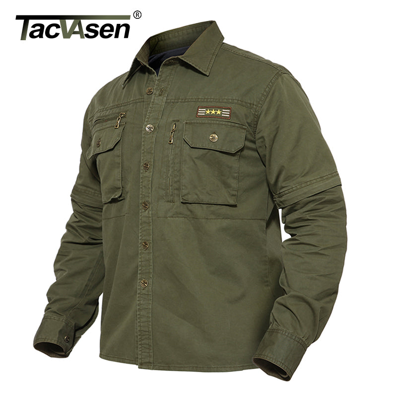 TACVASEN Light Weight Military Jacket Men Spring Cotton Jacket Coat Tactical Jackets Detachable Sleeve Cargo Coat TD-BJZS-002