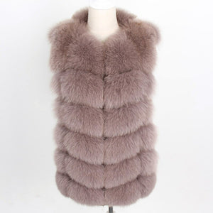 Maomoakong2019 fashion new style Real fox coat Slim round neck Winter women's natural fur jacket Coat vest girl leather