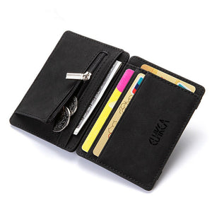 eTya Fashion Men Slim Wallet  Male Small Zipper Coin ID Business Credit Card Holder Wallets Purses Bag Pouch Case