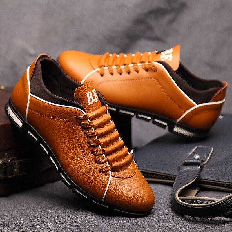 Fashion Men Flats Casual Shoes Loafers Mocassin Homme Leather Lace-up Driving Shoes Footwear Zapatillas Hombre Casual