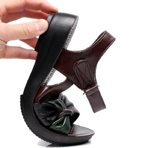 LAKESHI Sandals Women Shoes Summer Flat Sandals Female Platform Sandals Plus Size 43 Footwear 2019 Fashion Leather Shoes Woman