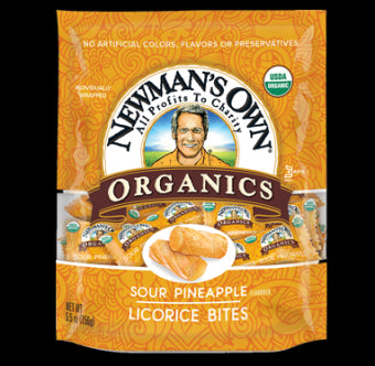 Newman's Own Organics Licorice Bite - Sour Pineapple - Case Of 8 - 5.5 Oz.