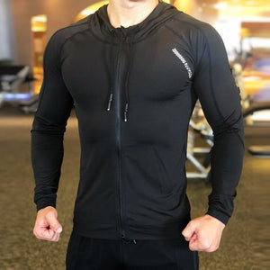 Gym Jacket Men Sports Coat Fitness Long Sleeve Running Elastic Tight Hoodies Zipper Slim Hiking Sweatshirts Male Jogging Jackets