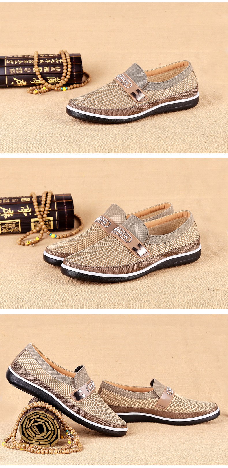 2019 Men Mesh Shoes Male Summer Breathable Casual Shoes Slip On Father Flat Shoes Soft Walking Footwear for Men Driving Shoes