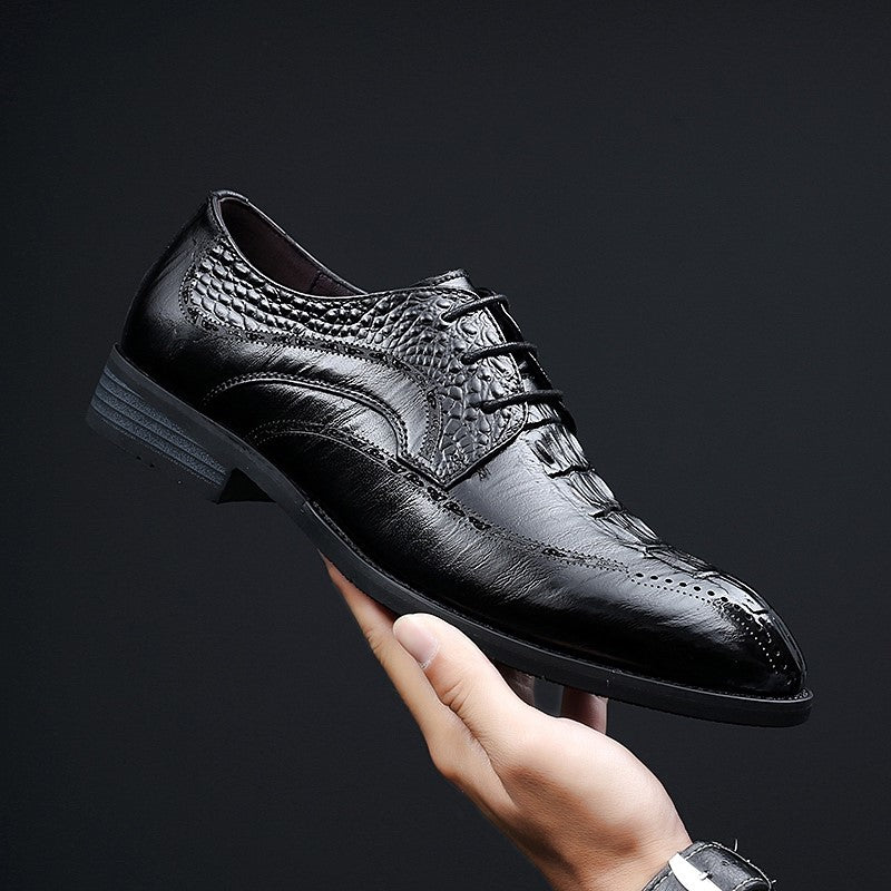 QZHSMY Mode Formelle Chaussures Hommes 2019 de Haute Qualit&eacute; Homme Chaussures En Cuir V&eacute;ritable Oxford Noir