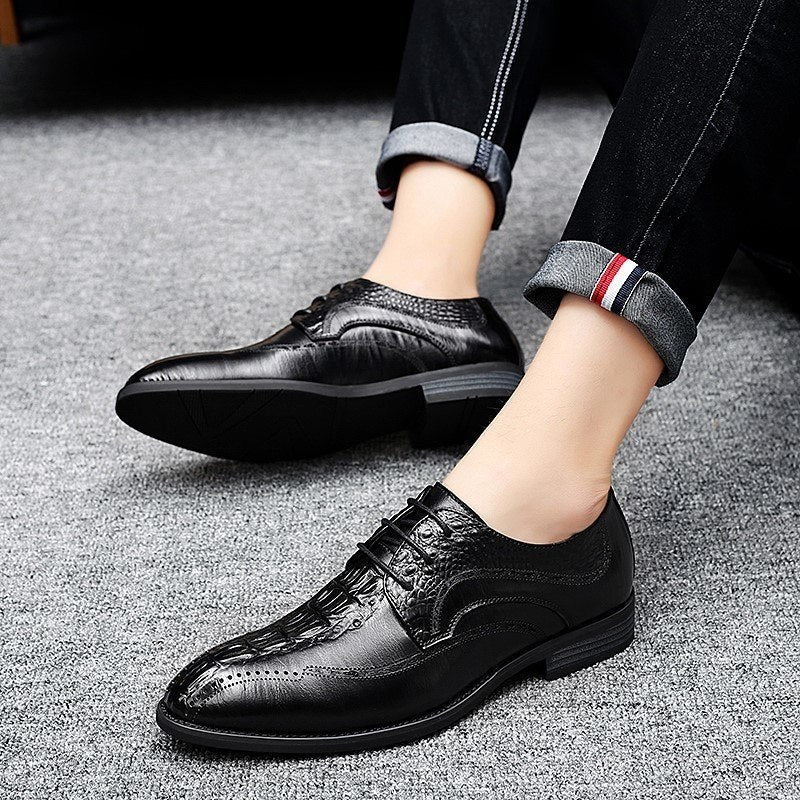 QZHSMY Mode Formelle Chaussures Hommes 2019 de Haute Qualit&eacute; Homme Chaussures En Cuir V&eacute;ritable Oxford Noir