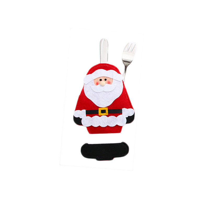 Santa Hat Reindeer Christmas New Year Pocket Fork Knife Cutlery Holder Bag Home Party Table Dinner Decoration Tableware 62244