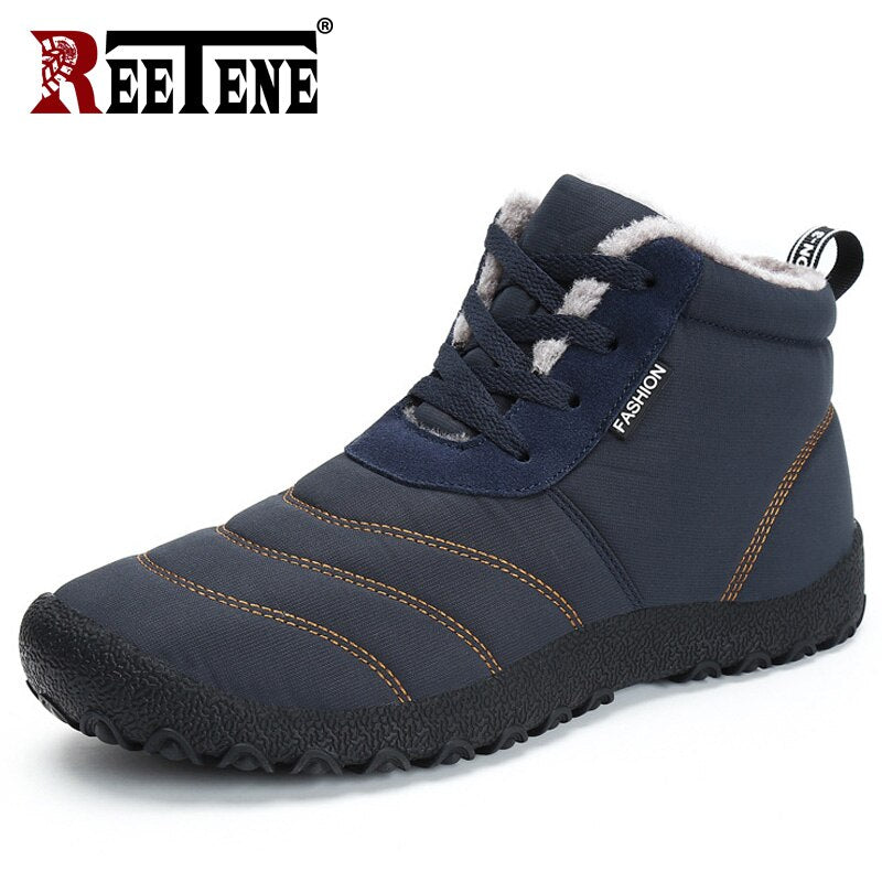 REETENE Super Warm Men Winter Boots For Men Warm Fur Waterproof Rain Boots Shoes Plush Men'S Ankle Snow Boot Botas Masculina