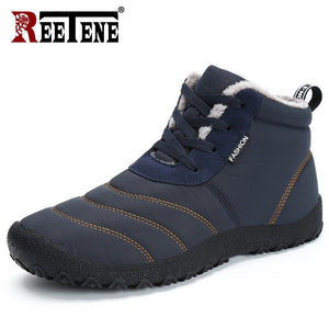 REETENE Super Warm Men Winter Boots For Men Warm Fur Waterproof Rain Boots Shoes Plush Men'S Ankle Snow Boot Botas Masculina