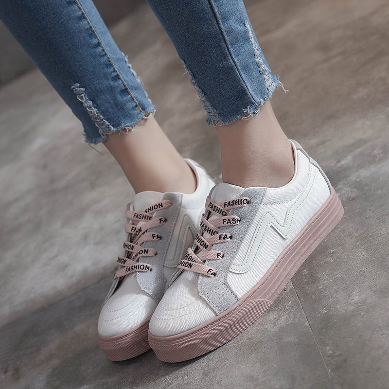 New Brand Women&#39;s Canvas Flat Shoes 2018 Fashion Lace Up Women Sneaker Woman Casual Comfortable Flats Footwear Tenis Feminino