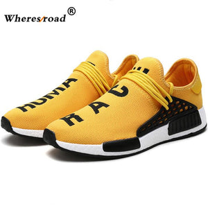 Wheresroad Human Race Yellow Casual Shoes Men&#39;s Flyknit Fashion Sneakers Light Summer Spring Man Ultra Boosts Size35-47