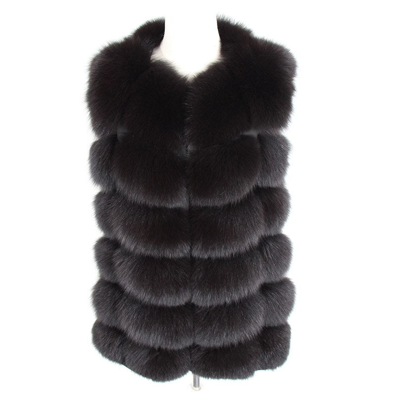 Maomoakong2019 fashion new style Real fox coat Slim round neck Winter women's natural fur jacket Coat vest girl leather