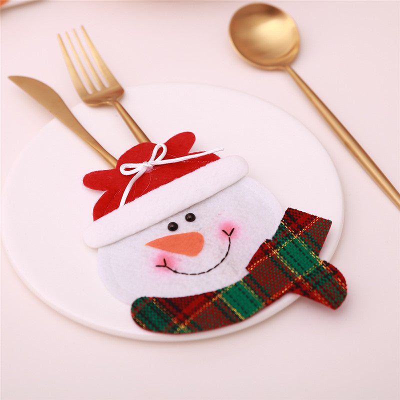 Santa Hat Reindeer Christmas New Year Pocket Fork Knife Cutlery Holder Bag Home Party Table Dinner Decoration Tableware 62244