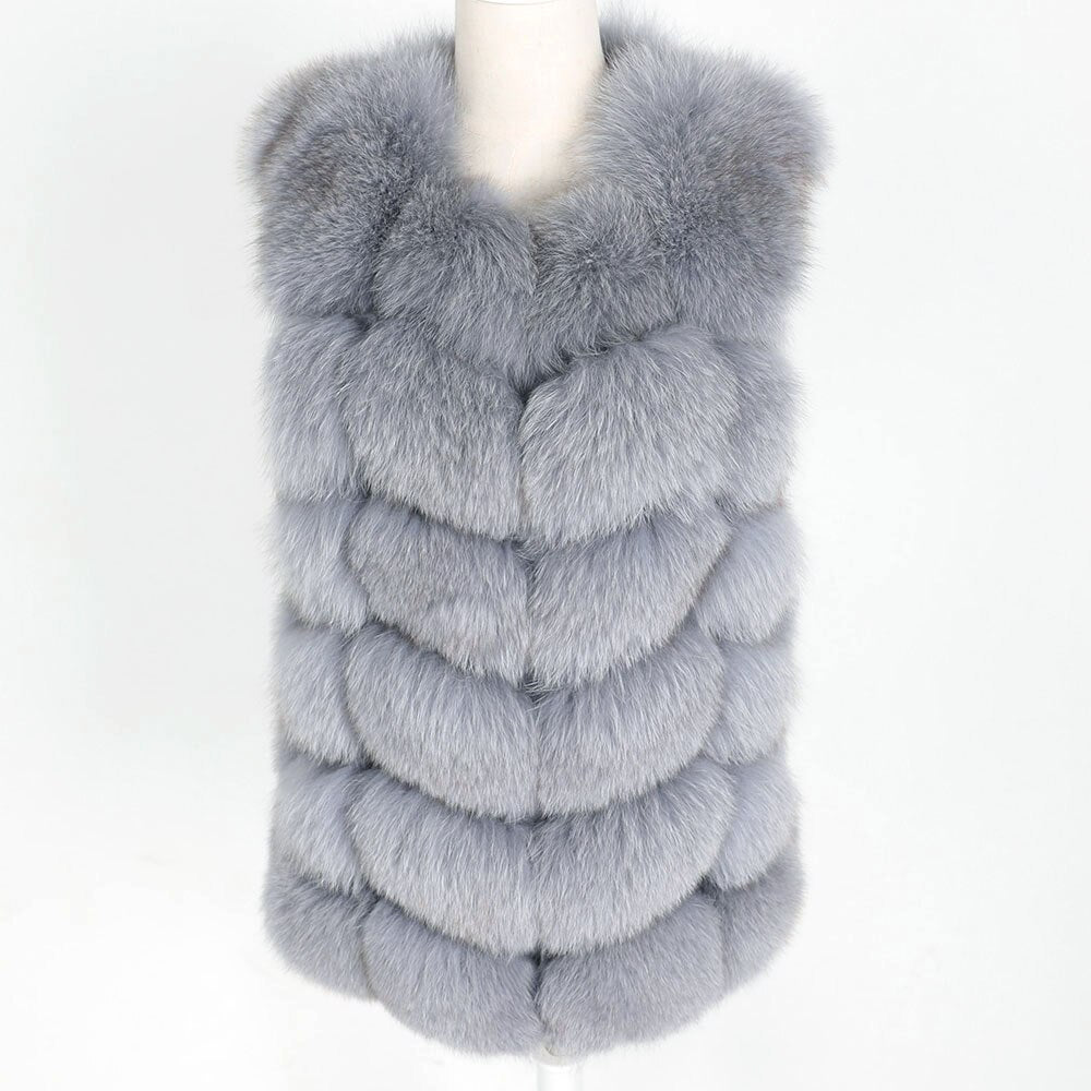 Maomoakong2019 fashion new style Real fox coat Slim round neck Winter women's natural fur jacket Coat vest girl leather