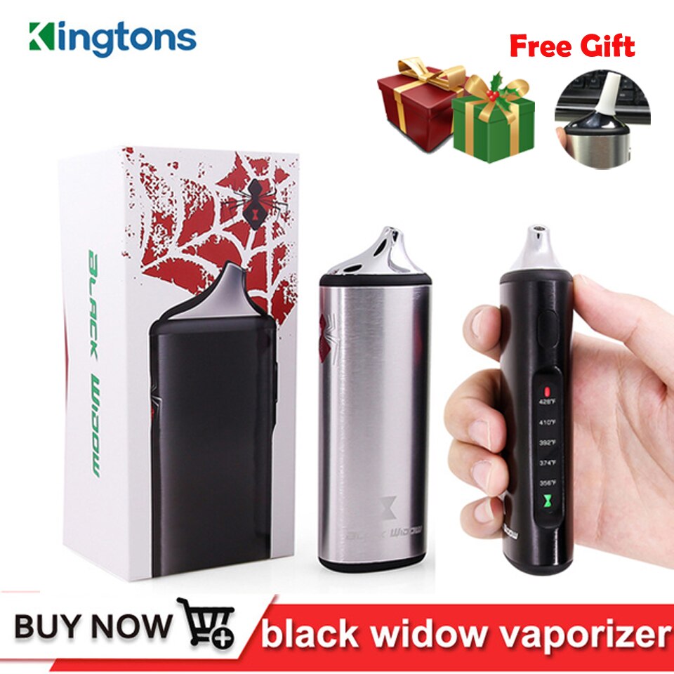 Original Kingtons dry herb herbal vaporizer e cigarette Black Widow vapor box mod vape vaporizer wax kit 2200mAh Ceramic heating