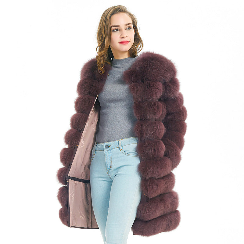 Maomoakong2019 fashion new style Real fox coat Slim round neck Winter women's natural fur jacket Coat vest girl leather