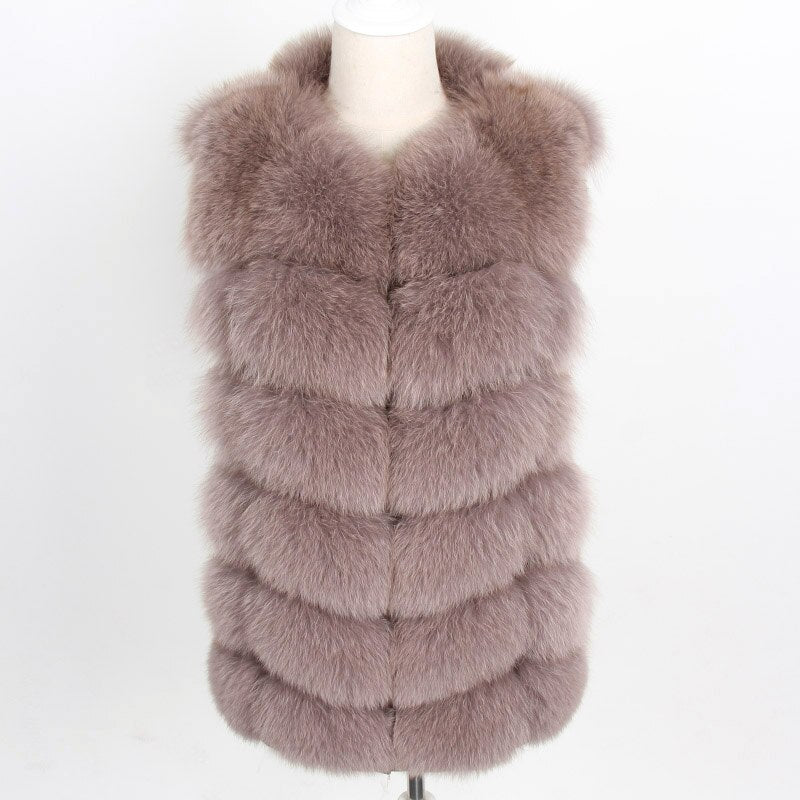 Maomoakong2019 fashion new style Real fox coat Slim round neck Winter women's natural fur jacket Coat vest girl leather