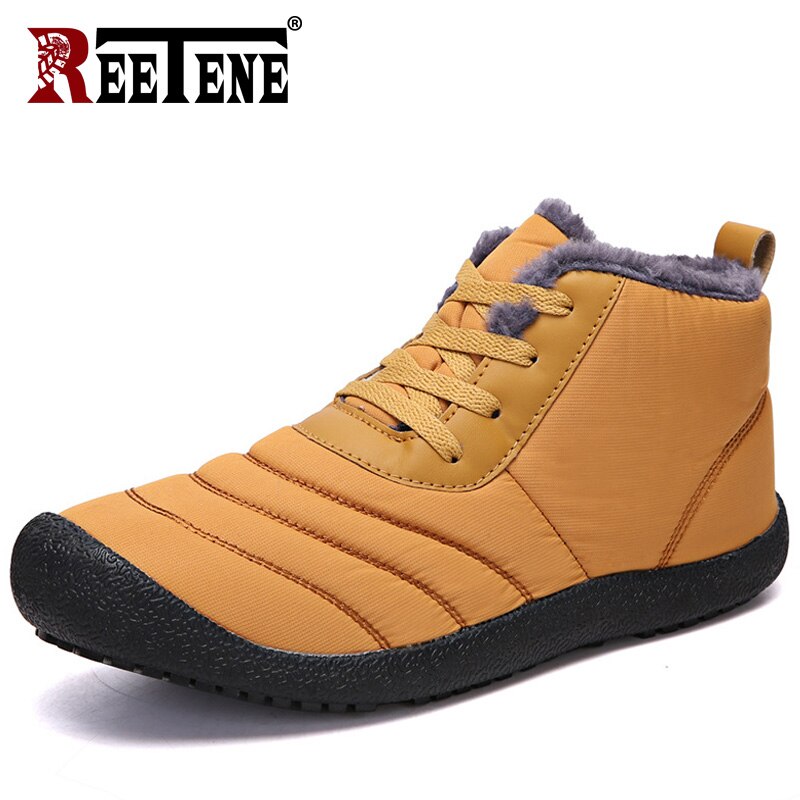 REETENE Super Warm Men Winter Boots For Men Warm Fur Waterproof Rain Boots Shoes Plush Men'S Ankle Snow Boot Botas Masculina