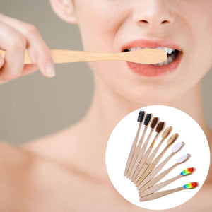 OSHIONER 1PC Natural Bamboo Handle Toothbrush Rainbow Colorful Whitening Soft Bristles Bamboo Toothbrush Eco-friendly Oral Care