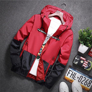 2019 Spring Autumn Bomber Hooded Jacket Men Casual Slim Patchwork Windbreaker Jacket Male Outwear Zipper Thin Coat Male Clothing