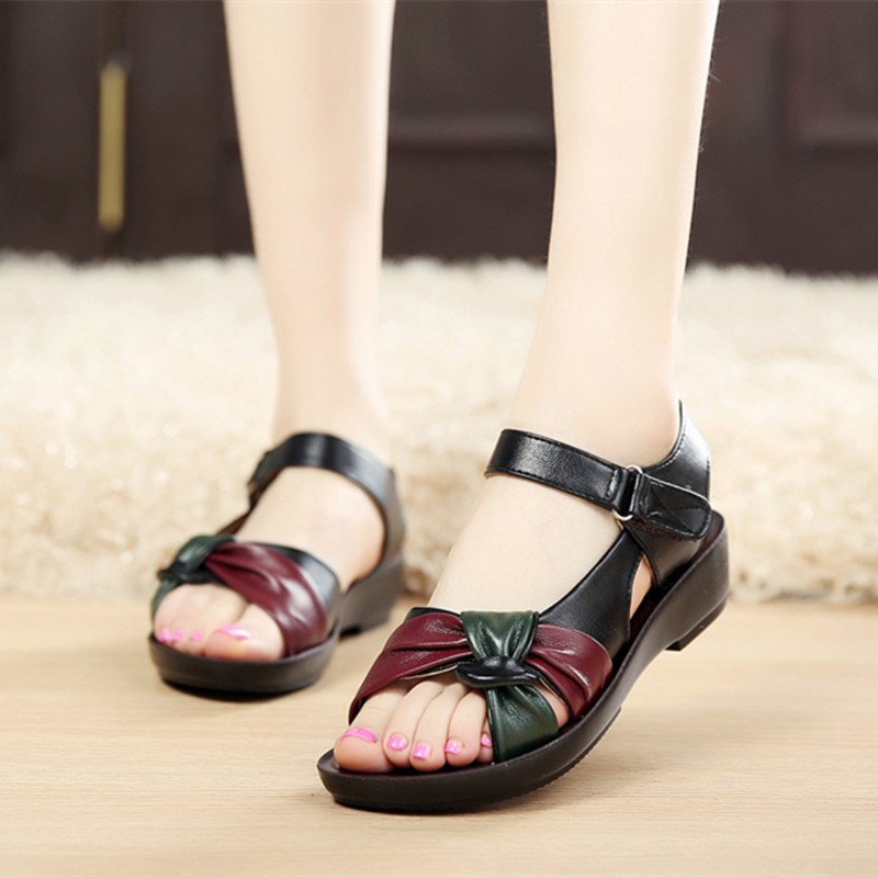 LAKESHI Sandals Women Shoes Summer Flat Sandals Female Platform Sandals Plus Size 43 Footwear 2019 Fashion Leather Shoes Woman