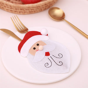 Santa Hat Reindeer Christmas New Year Pocket Fork Knife Cutlery Holder Bag Home Party Table Dinner Decoration Tableware 62244