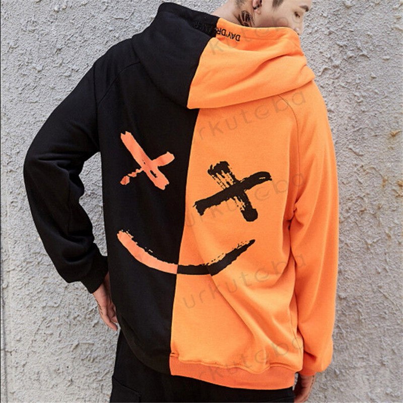 Dropshipping Lieferanten M&auml;nner Hoodies Sweatshirts L&auml;cheln Drucken Headwear Hoodie Hip Hop Streetwear Kleidung Uns gr&ouml;&szlig;e Plus Gr&ouml;&szlig;e 3XL