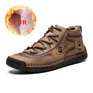 2019 Winter Shoes Men Warm Casual Leather Fashion Comfortable Flat Boots Men Lace-up Shoes Winter Male Hiking Boots Big Size