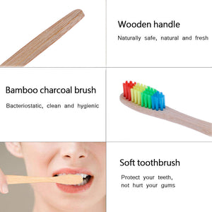 OSHIONER 1PC Natural Bamboo Handle Toothbrush Rainbow Colorful Whitening Soft Bristles Bamboo Toothbrush Eco-friendly Oral Care