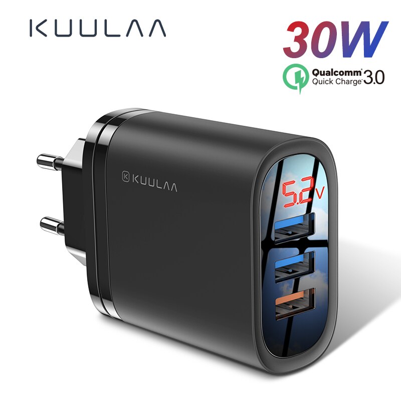 KUULAA Quick Charge 3.0 USB Charger 30W QC3.0 QC Fast Charging Multi Plug Mobile Phone Charger For iPhone Samsung Xiaomi Huawei