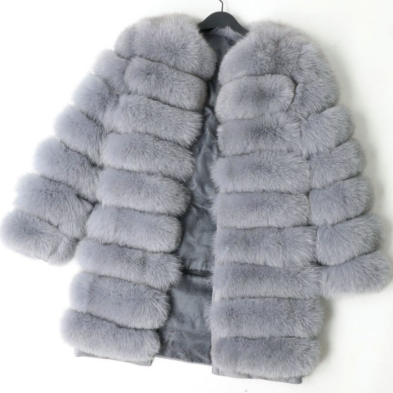 Maomoakong2019 fashion new style Real fox coat Slim round neck Winter women's natural fur jacket Coat vest girl leather