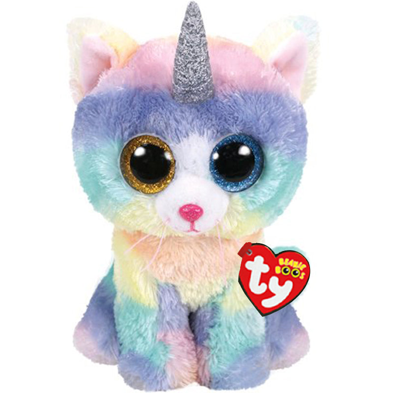 Ty Beanie Boos Heather the Cat Unicorn Plush Regular Soft Big-eyed Stuffed Animal Collection Doll Toy 6" 15cm