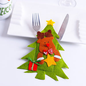 Santa Hat Reindeer Christmas New Year Pocket Fork Knife Cutlery Holder Bag Home Party Table Dinner Decoration Tableware 62244