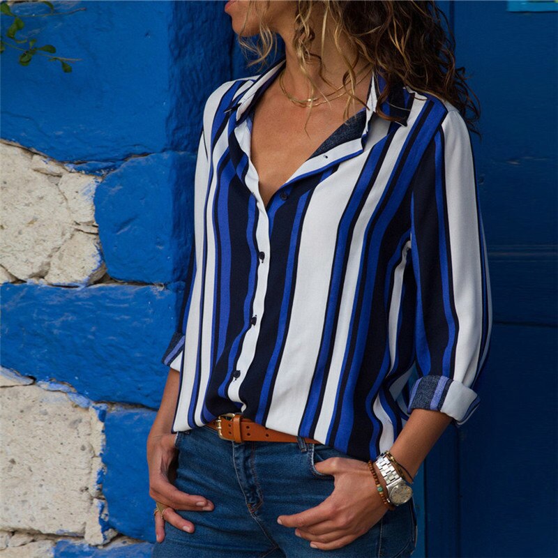 Women Blouses 2019 Fashion Long Sleeve Turn Down Collar Office Shirt Leisure Blouse Shirt Casual Tops Plus Size Blusas Femininas