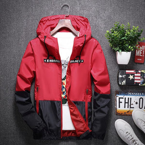 2019 Spring Autumn Bomber Hooded Jacket Men Casual Slim Patchwork Windbreaker Jacket Male Outwear Zipper Thin Coat Male Clothing